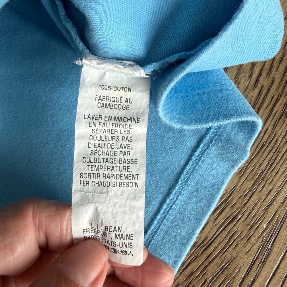 LL Bean Womens V-Neck T-Shirt Short Sleeve Light Blue 100% Cotton Size S - Picture 5 of 5